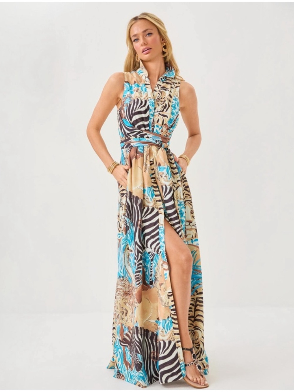 NWT Lilly PULITZER Marria Stretch Maxi Shirtdress - Picture 6 of 9
